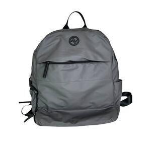 Adrienne Vittadini Gray Nylon Sleek Logo Functional Backpack Pockets Computer